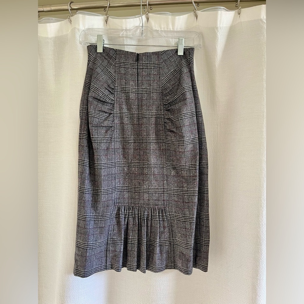 Nanette Lepore plaid ruched skirt size 2